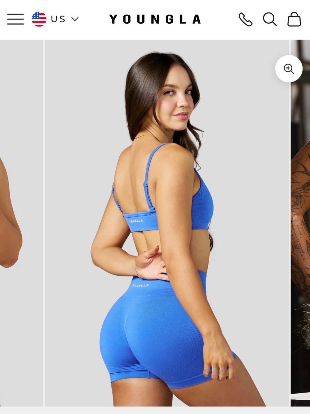 Youngla Pulse Seamless High-Waist Shorts - Blue - Picture 3 of 3